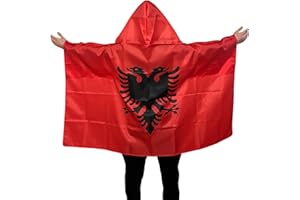 PLMVI Albanien Bodyflagge Premium Qualität aus fein Polyester - Albania Bodyflag - Albanien Umhängeflagge - Albanische Flagge - Albanien Flagge - Flamuri i Shqipërisë - Albanien Kosovo flagge