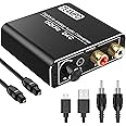 192kHz DAC Converter with Volume Control, Aluminum Digital SPDIF Toslink to Analog Stereo Audio Converter, R/L Converter Adapter with Optical, Coaxial and USB Cable For HDTV DVD PS4 Sky HD Blu-ray