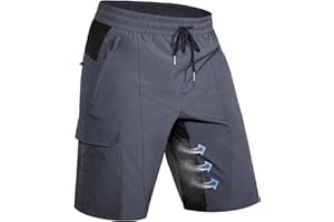 Hiauspor Wanderhose Herren Kurz MTB Hose Leichte Schnelltrocknend Cargo Bermuda Chino mit 5 Taschen Männer Wandershorts Outdoor Trekking Shorts Sommer Stretch Mountainbike,Arbeit,Sport