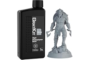 Resina Rigida GratKit 8K, Resina per Stampante 3D, Resina Fotopolimerica a Polimerizzazione UV 405nm, Basso Odore, Alta Precisione, Stampante 3D Compatibile 2K/4K/6K/8K/10K, 1000 g, Grigio