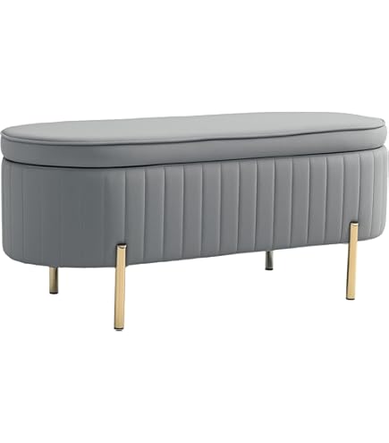 Baroni Home Poggiapiedi Cassapanca Contenitore In Velluto Grigio