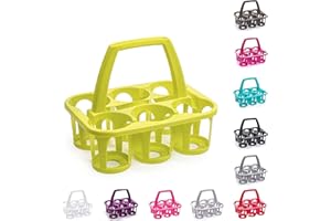 PLASTIFIC 6 x Plastic Beer Garden Glass Collector Carrier Milk Bottle Holder beer Carrier with Handle Bottle Holder for Bar, Outdoor, Picnic, Party - Green