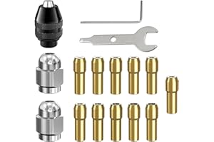 AYHYHLJZJ 16 Pièces Mandrin Compatible avec Dremel, Accessoires de Précision de 0,8 mm à 3,2 mm, Écrou Métallique Durable, Pince de Serrage en Laiton, Changement Rapide