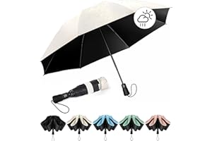 Chakipee Regenschirm Groß Sturmfest Kompakter Reise für Damen und Herren– Automatik Auf und Zu Taschenschirm Tragbarer UV-Schirm, Taschenschirme Schwarz 210T Beschichtung 97 cm Spannweite 8 Rippen