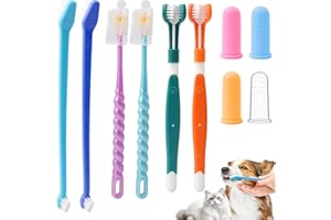 NVGVUP Zestaw szczoteczek do zębów dla zwierząt domowych, 2 potrójne głowice, 2 szczoteczki do zębów dla psów, 2 szczoteczki do zębów dla psa, 2 sztuki szczoteczek do zębów w zakresie 360°, 4