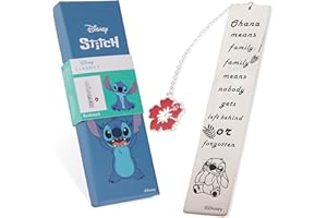 Disney Stitch Marque Pages avec Citation Inspirante et Breloque Marque Page Metal Cadeau Bureau Accessoire Lecture Livre pour Femme Fille Ado (Argent Stitch)