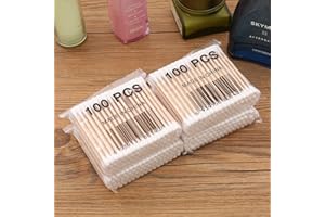 SWIFTSWAN 100pcs Holz-Stick Wattestäbchen Applikatoren-Q-Tip Doppelholzgriff Stabiler Weiß