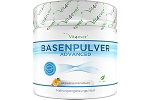 Basenpulver - 360 g (72 Portionen) - Extra reich an Magnesium, Zink, Kalium, Calcium - Basenfasten - Mit Orangen Geschmack - 