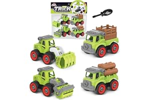 COYYERC Bagger Spielzeug ab 3 Jahre Junge, DIY 4 in 1 Große LKW Baustellenfahrzeuge Kinderspielzeug Sandspielzeug Sandkasten Spielzeug Lernspielzeug für Jungen ab 3 4 5 Jahre (Schwarz und Grün)