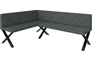‎FURNISTAR FURNISTAR Eckbank Akiko Metal X - Eckbankgruppe für Ihrem Esszimmer, Küche modern, Sitzecke, Essecke. Perfekt für Küche, Büro und Rezeption. Solide und Starke Verarbeitung. (142x196-Links-Inari96)