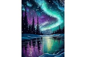 Mupmod Aurora Diamond Art Kits Adults - 5D Landscape Diamond Painting Kits for Adult, Gem Art Crystal Art Kits for Adults, for Home Wall Decor 12x16inch