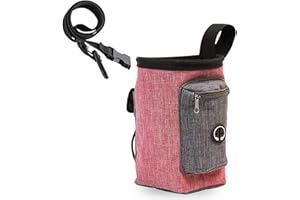 SUNNOW Dog Treat Pouch, Pet Treat Pouch for Dog Training Puppy Treat Pouches with Adjustable Waistband for Travel or Outdoor Use(Red)