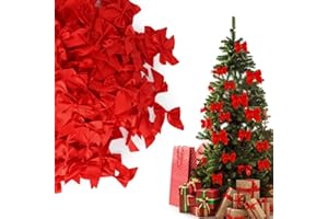 XiXiRan Geschenkschleife, 100 Stück Weihnachtsschleifen, Rote Kränze Schleifen, Rote Schleifen Weihnachtsbaum, Satinschleifen Rot, für Weihnachtsbaum, Geschenkboxen, Weihnachtsdeko, Hochzeit, Auto