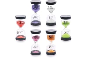 Swpeet 6-pack 6 färger sandtimer timglas sandglas timer sortiment kit, 1 min/3 min/5 min/10 min/15 min/30 min sandklocka time