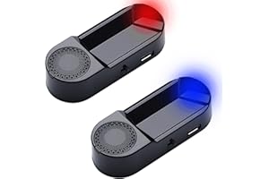 TIANXUAN 2PCS Solar Powered Fake Car Alarm Flashing Light with Blue Red Led Intelligent Light Sensor Car Alarm System Anti Theft Solar Security Light Simulated Dummy Warning for Van Vehicle with USB Port