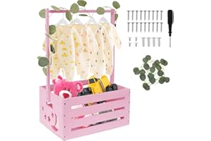 YUNLAISHAOCER Esta Cesta para Bebé no es un simple recipiente, sino un verdadero experto en todo, cajas de madera para ducha infantil, regalos de embarazo para nuevos padres（rosa）