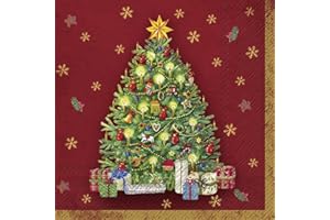 ‎IHR IDEAL HOME RANGE IHR Ideal Home Range - Tannenbaum Servietten FESTIVE TREE red Christbaum Geschenke Weihnachten 20 St. Lunch-Servietten 33 cm x 33 cm