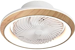 DUPI Ventilador Plafon de Techo con Luz Led GIRATORIO, función oscilante 360º. 6 Velocidades, color de luz regulable. Mando a distancia. (Haya)