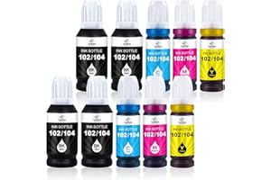 LeciRoba E-104 für epson 104 103 102 Ecotank Multipack use with ET-2710 ET-2711 ET-2712 ET-2714 ET-2715 ET-2720 ET-2721 ET-2726 ET-2810 ET-2815 ET-2820 ET-2821 ET-2825 ET-2826 ET-4700 ET-4800 (10PK)