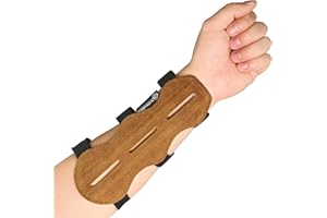 LONGBOWMAKER Archery Arm Guard Leather Archery Forearm Guard with Side-release Buckles,19cm Protective arm guard for both adults and kids for shooting & hunting