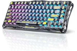 GravaStar Mercury K1 Lite Tastiera Meccanica da Gioco con BT5.0/2.4G/USB-C, Gasket Hot Swappable Wireless Gaming Keyboard con Retroilluminazione RGB, 75% Layout QWERTY Tastiera senza fili per Win/Mac
