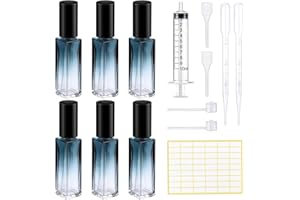 LHOEST 14 sztuk rozpylaczy do perfum, 10 ml, 6 szt., przenośna butelka z rozpylaczem, małe szklane butelki z lejkiem, naklejki na etykiety, mini buteleczka do perfum, rozpylacz perfum do podróży, dla