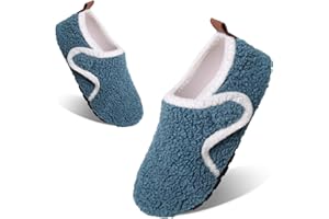 Tolaler Chaussons Enfant Fille Garçon Pantoufles Peluche Antidérapants Souple Confortable Chaudes Fermeture Auto-Agrippante Maison Intérieur Chaussons Hiver 21-32