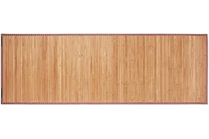 Relaxdays Tappeto in Bambù, Resistente all’Umidità, Antiscivolo, Bordi in Tessuto, Bagno, 61x182cm, Legno Naturale