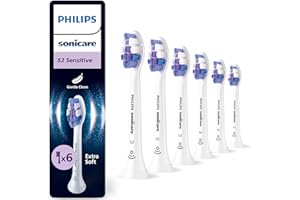 Philips Sonicare S2 Sensitive - têtes de brosse à dents de rechange d'origine, blanc, lot de 6, HX6056/87