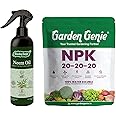Garden Genie Neem Oil Spray 250ml + NPK 20 20 20 Fertilizer 400g | Organic Pest Control & Complete Plant Food | Indoor Outdoor Garden Use | Plant Care Kit for Healthy Growth