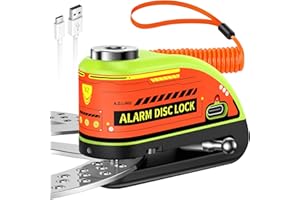 ‎ZEXMTE ZEXMTE Bremsscheibenschloss, Wiederaufladbar Motorrad Schloss Alarm 120dB mit 1.8m/5.9 ft Rückrufkabel,Verstärkt, Wasserdicht Hochsicherheits Scheibenbremse für Moto, Fahrrad, Scooter, Grün