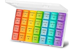 ‎YAKLIM Tablettenbox 7 Tage Große Fächer, Medikamentenbox 7 Tage 4 Fächer Tabletten Organizer, Tablettendose für Kinder äLtere und Arthritische HäNde Tablettenbox 7 Tage Morgens Mittags Abends - Weiß