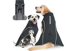 Cyponpy Hundemantel Warm Wasserdicht Hundejacke Winter Fleecemantel Hund Regenjacke Reflektierend mit Reißverschluss für Geschirr Wintermantel Hunde Fleece Hundejacke Pullover Hunde Bekleidung Winter