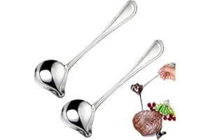 AOMIGT Mestolo per Salsa In Acciaio Inossidabile, 2pcs Mestolo per Sugo con Beccuccio Versatore, Mestoli in acciaio inox, Cucchiaio da salsa, Cucchiaio per Condimento, per Zuppe, Salse, Stufati e Altro