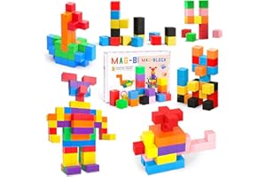 AQXONG 48 Pièces Blocs de Construction Magnétiques Jouets Jouets de Construction Magnétiques Blocs de Construction Éducatifs Jouets Jouets de Construction pour Enfants Convient pour 3+ Enfants