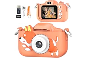 Mgaolo Kids Camera Toys for 3-12 Years Old Boys Girls Children,Portable Child Digital Video Camera with Silicone Cover, Christmas Birthday Gifts for Toddler Age 3 4 5 6 7 8 9 (Dog-Orange)
