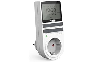 ANSMANN Zeitschaltuhr, Steckdose, digital mit 10 Schaltzeiten, LCD-Display, Zufallsfunktion, Sommerzeitschaltung, 3680W, Wochenzeitschaltuhr, weiß
