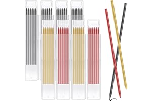 FENTAR 48 Pcs Ricariche per Matita Carpentiere, 2,8mm Solida Ricariche Nero per Matita Falegname, Marcatore di Fori Profondi, Matita Falegname Professionali per La Lavorazione del Legno (3 Colori)