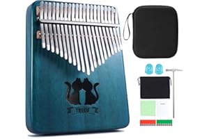 TREELF Kalimba 21 Tasten Daumenklavier Mbira Fingerklavier Geschenke für Kinder und Erwachsene Anfänger (Blau)
