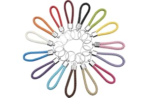 ZoZoMaiy 15 sztuk breloczków do kluczy, pleciony skórzany breloczek do kluczy, breloczek do kluczy samochodowych w wielu kolorach, uniseks, dla kobiet i mężczyzn, długość 12 cm, czarny, m