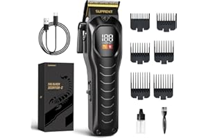 SUPRENT Haarschneider für Herren, Haarschneidemaschine Profi 6000RPM Langhaarschneider USB Wiederaufladbar Haartrimmer Bartschneider für Zuhause & Friseure, LED-Anzeige (Schwarz)