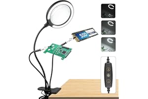 NOMIOU Lampa rzemieślnicza, lupy, pomocne dłonie, lutowanie i 28 ściemnianych diod LED, lampa powiększająca z 6 regulowanymi ustawieniami światła do czytania, seniorów, hobby, rzemiosła