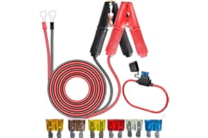 RUNCCI-YUN 12 V 24 V 25 A Kabel Krokodilklemme,KFZ Wechselrichter Krokodilklemme O-Ring-Anschluss,Auto Batterieklemme Alligator Clip,für KFZ Wechselrichter, Autobatterie, anderes Gerät(1,5 m)