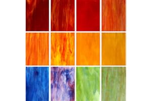 LITMIND 12 Sheets Variety Stained Glass Sheets Pack, 4 x 6 inch Mosaic Glass Tiles for Crafts, Art Glass Pack, Assorted Colors and Patterns(Opaque/Smooth)