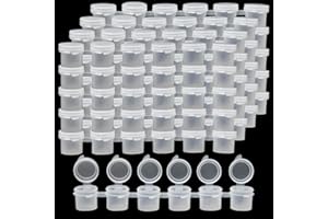 UTMACH 120 Botes de Pintura Vacíos 5ml Mini Tiras de Pintura Vacías Tazas de Pintura Vacias de Plástico Botes Pequeños de Pintura Transparentes con Tapa para Aulas Escuelas Pinturas (20 Tiras)