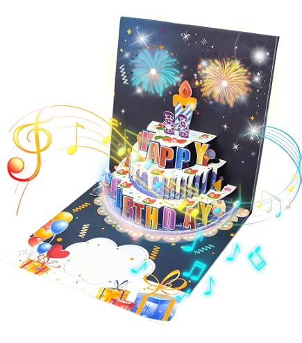 Carte D'Anniversaire Musicale « We Will Rock You » - Avec Effets Lumineux - Grand Format 22,2x15,7 Cm - Enveloppe Incluse - 10