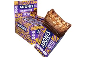Barretta Proteica Keto Adonis al Doppio Cioccolato Croccante | 16x 45g Barrette | Vegano & 100% Naturale | Senza Zuccheri, Senza Lattosio | Dieta Chetogenica Snack Bars