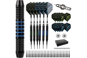 Piymnys Darts Set,6 Pieces Soft Darts for Electronic Dartboard with 30 Extra Plastic Tips for Game Recreation Room Bar 18g