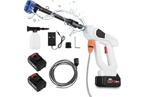 UPROZIL Cordless Pressure Washer,300W Portable Battery Power Washer with 2x6Ah Batterys & Charger,Nozzles,Foam Generator,435PSI Jet Washers/Pressure Washers for Car Washing and Patio Cleaning