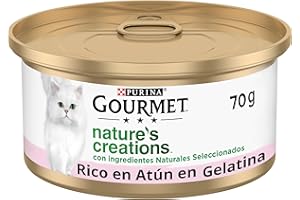 Purina Gourmet Nature's Creations Comida Húmeda para Gato con Atún y Gambas, 24 latas de 70g